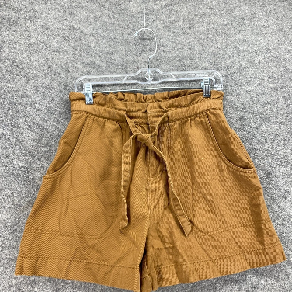 Pantalones Cortos Antiguos Azul Marino Para Mujer S Pequeños Marrón Alto Chino Cinturón Algodón Bolsillos Informales Foto 3 de 4