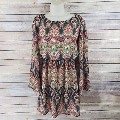 boho fit and flare dress Find Love Blue Boho Print Flutter Sleeve Fit & Flare Dress Small main image 0