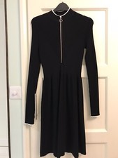 Ladies Black Club Dress size S, front zip to waist, Stretch, long sleeves.