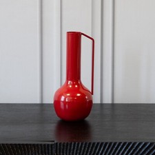 Red Eclectic Decorative Glossy Roman Vase, Metal Powder Coated Finish