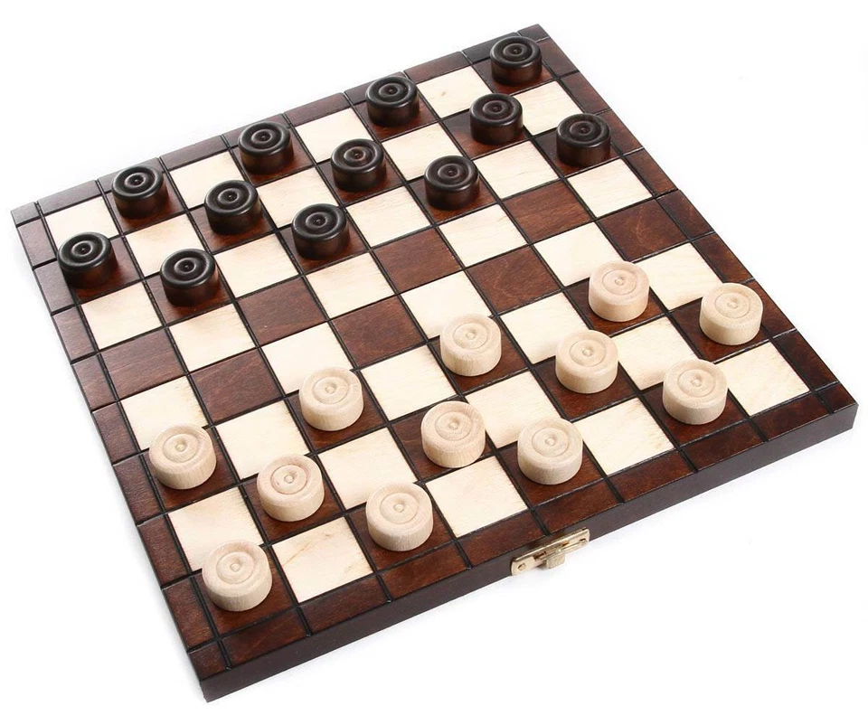 Damespiel Dame Spiel aus Holz Spielbrett Spielsteine Handarbeit 25x25 cm