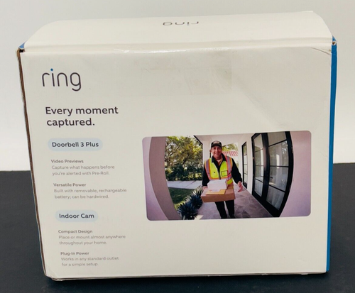 Ring Video Doorbell 3 Plus with Night Vision & Indoor Cam, New/Sealed - Picture 3 of 5