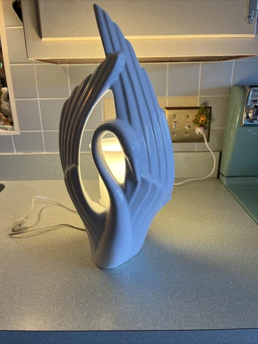 Vintage Royal Haeger Limelight White Swan Lamp Statue With Label 20"