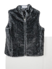 GUESS JEANS GRAY/PEWTER FAUX FUR ZIP FRONT REVERISBLE VEST SZ L 251
