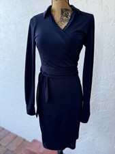 The Limited, navy blue , long sleeved ,wrap dress, size small, polyester