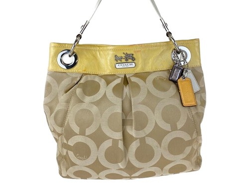 Coach Tobacco Abby Lace Flap Hobo Bag with Charm & Card Holder | eBay