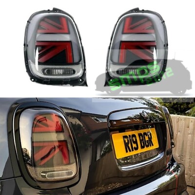 Fits Mini F56 LED Union Jack Tail Lights Smoked Grey Red Dynamic