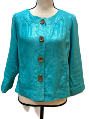 Windridge Cheryl Nash Womens Top Button Front Long Sleeve Size Medium
