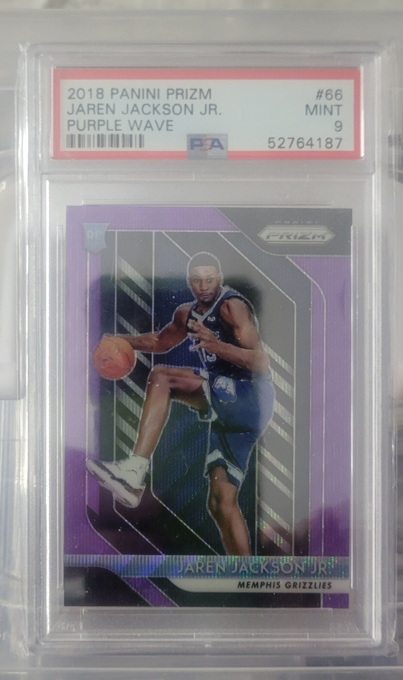 2018 Panini Prizm #66 JAREN JACKSON JR. Purple Wave Prizm  ROOKIE PSA 9 Mint SP