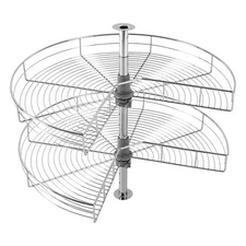 28" Kidney Shaped 2-Shelf Lazy Susan Kitchen Base Cabinet Corner Organizer Rack