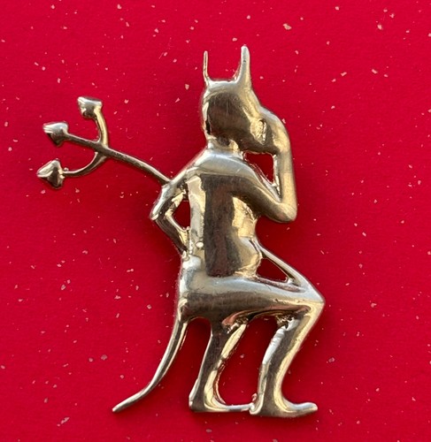 14K Yellow Gold Devil Pitchfork Satan Pendant Rare!