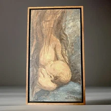 Ori. Expressionist Painting on Canvas " Mother & Child" Signed W . Tacke, Framed