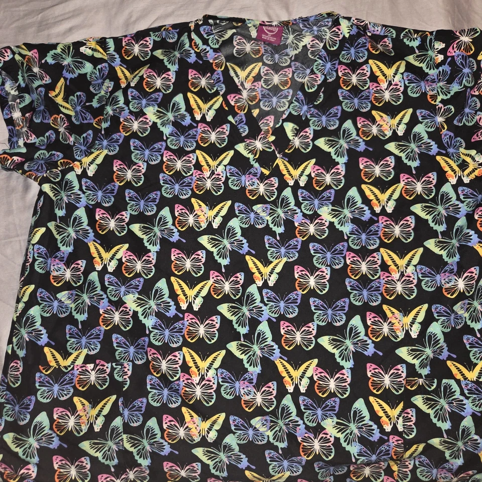 Disney Minnie Mouse скраб божественные изгибы бабочка Топ женщин скраб топы 3 X - Изображение 4 из 4