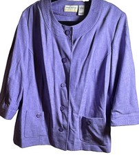Alfred Dunner Purple Solid Button Front Short...