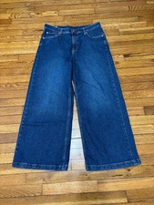 Gap High Rise Stride Wide Leg Jeans Womens Sz 14S SHORT Blue Denim Cotton 34x28