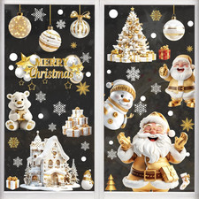 Christmas Window Clings - 159 PCS Double-Side Decorations Golden