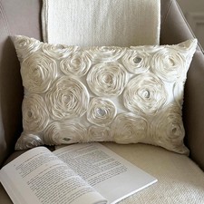 Lumbar Pillow Case Ivory 12 x 16 inch, Home Decor Silk - Ivory Paradise