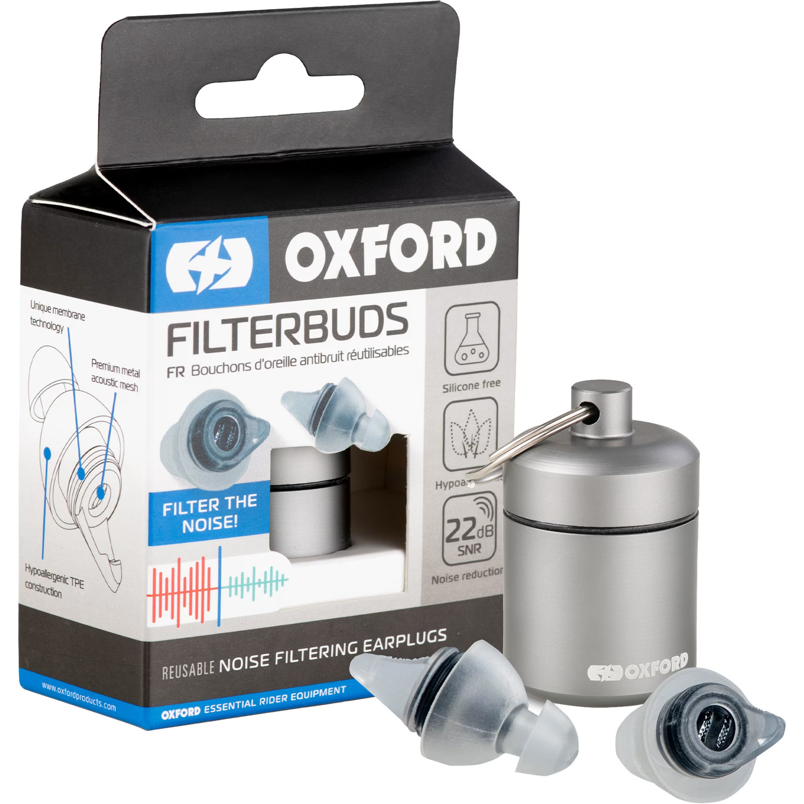 Oxford Filterbuds Silicone Free Motorcycle Helmet Accessory Earplugs - Regular