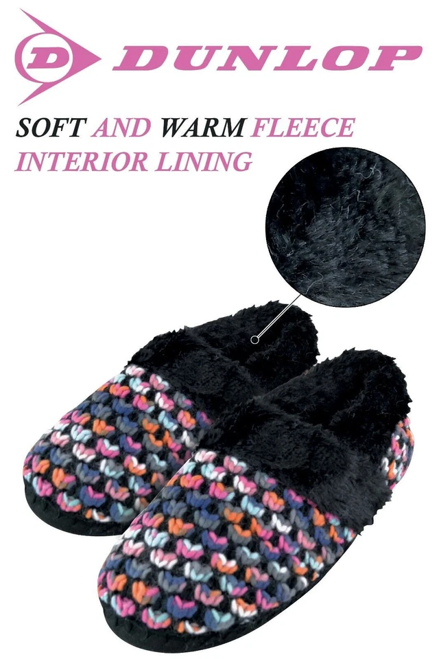 DUNLOP - Chinelos femininos fofos forrados de lã de pelúcia para ambientes internos com sola dura - Imagem 2 de 4
