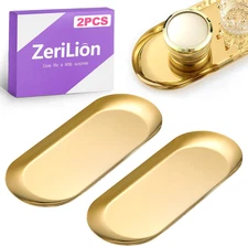 2 Pack 7-Inch Gold Stainless Steel Oval Vanity Tray Jewelry Dish - Mirror Finish