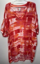 N NATORI Caftan Sleep Shirt Hot Pink Challis L Nightgown Pajamas Lounge Boho
