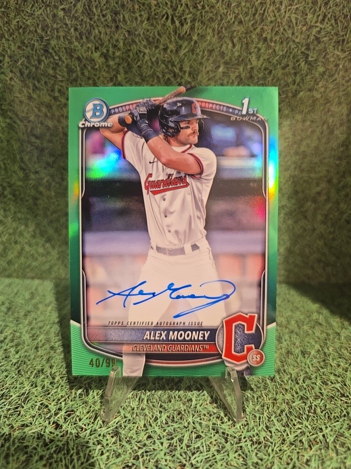 Alex Mooney 2025 Bowman Chrome 1st TRUE Green Refractor Auto /99 CPA-AM MLB