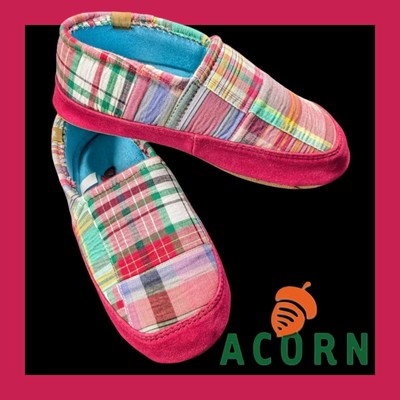 ACORN MOC SUMMERWEIGHT Slippers BRIGHT MADRAS Size 5-6 BOHO Cottagecore