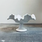 Vintage White Milk Glass Ruffled Edge Compote Footed Candy Dish