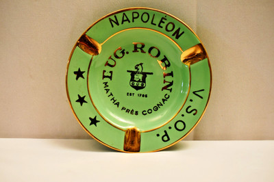 Vintage J.G. Robin Napoleon VSOP Cognac Green Ashtray French Bar Advertising ''R