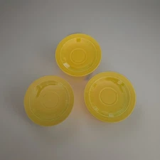 3 Vintage Homer Laughlin Harlequin Demitasse Saucers Yellow 5” Wide EUC