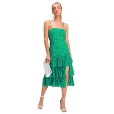 Lulus Nellie Green Polka Dot Ruffled Midi Dress size Large NWT