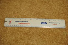 Vintage Metal Ford Ruler 12” United Foundation Campaign Everybody Benefits USA