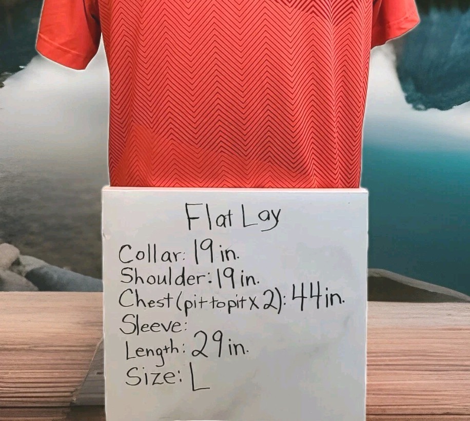 Under Armour Polo Shirt Mens L Large Loose Fit Heat Gear Orange Chevron thumbnail 2