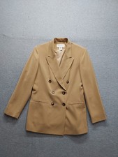 Jones New York Women Blazer Jacket 8 Beige Double Breasted Tailored Career Work