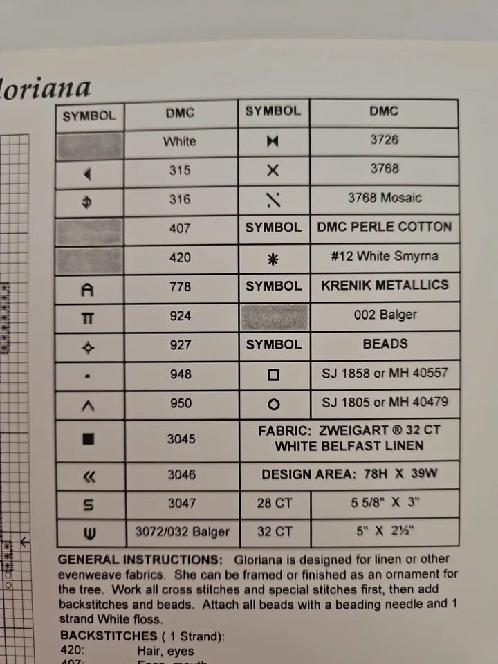 Just Nan GLORIANA Counted Cross Stitch Pattern JN026 - Image 3 of 3