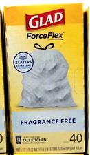 Glad Force Flex 13 gal No Scent White Tall Kitchen Trash Bags Drawstring 40 pk