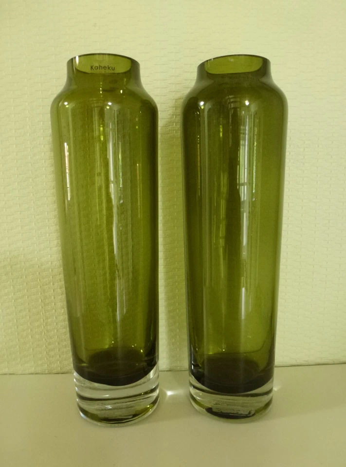 2 sehr große Vasen - Kaheku, Glas, grün, dekorativ, schwer, unbenutzt, Top-Zust. - Bild 2 von 4