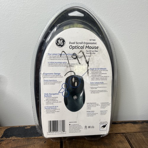 Dual Scroll Ergonomic Optical Mouse for PC General Electric USB Comfort NEW - Picture 2 of 5