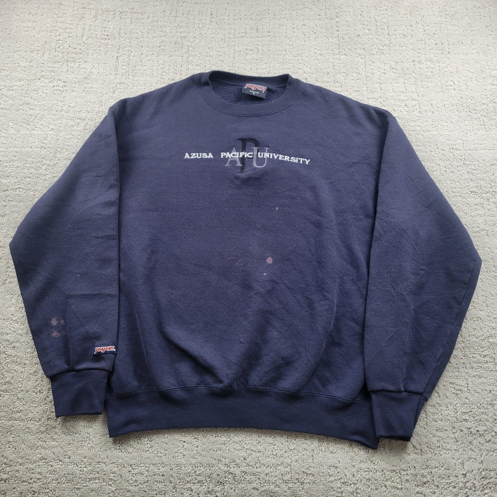 Vintage Jansport Azusa Pacific University Sweatshirt Mens Large Navy USA 90s