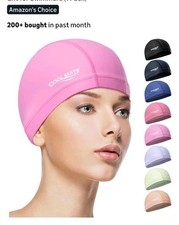 COOLMATE Fabric Swim Cap for Women, Men  Kids   Silicone Water Resistant