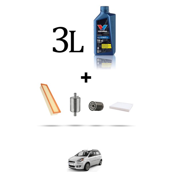 Hoffcar Set Service 4 Filter Und 3L ÖL FüR Fiat Idea 1.4 8V LPG 57Kw Von 2009-image