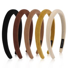 5 Pcs Padded Headband Women Fall Winter Plain Sueded Non Slip Soft Band