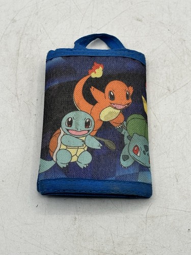Pokemon Pikachu & Friends Trifold Canvas Wallet Preowned Great Condition Blue
