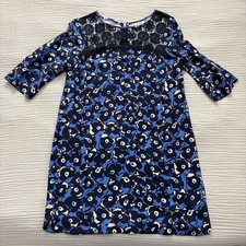 Boden Jessa Lace Tunic Dress Women’s Sz 10 Blue Black Floral Mini Twee