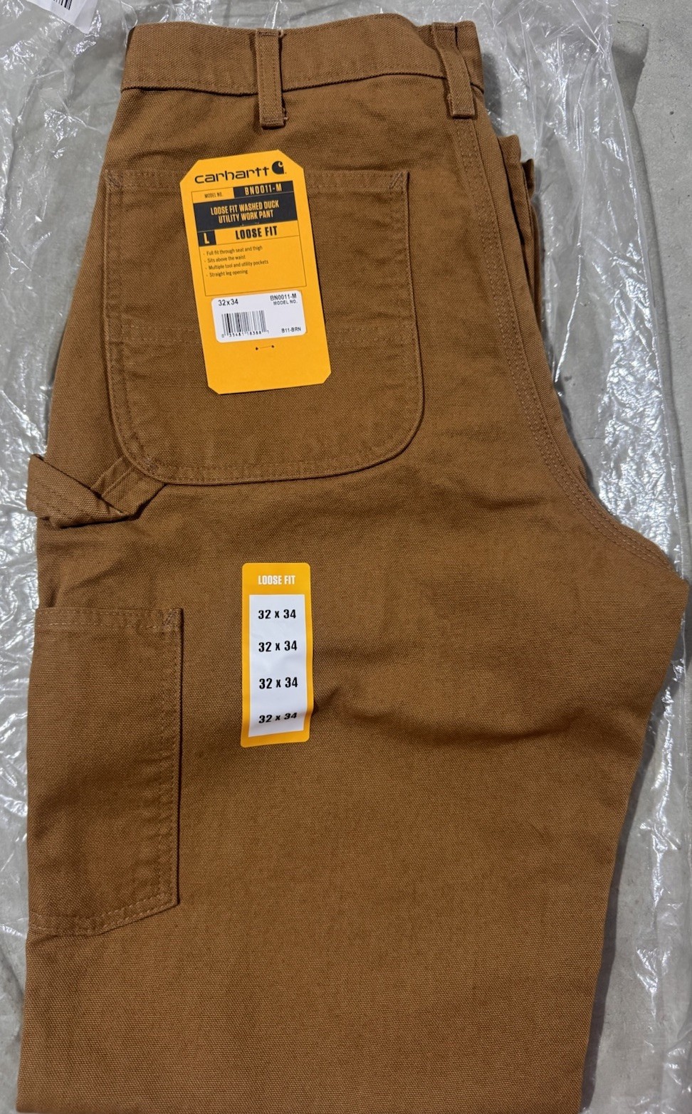 Carhartt Loose Fit Washed Duck Workwear Pants Brown Cotton Utility Pocket