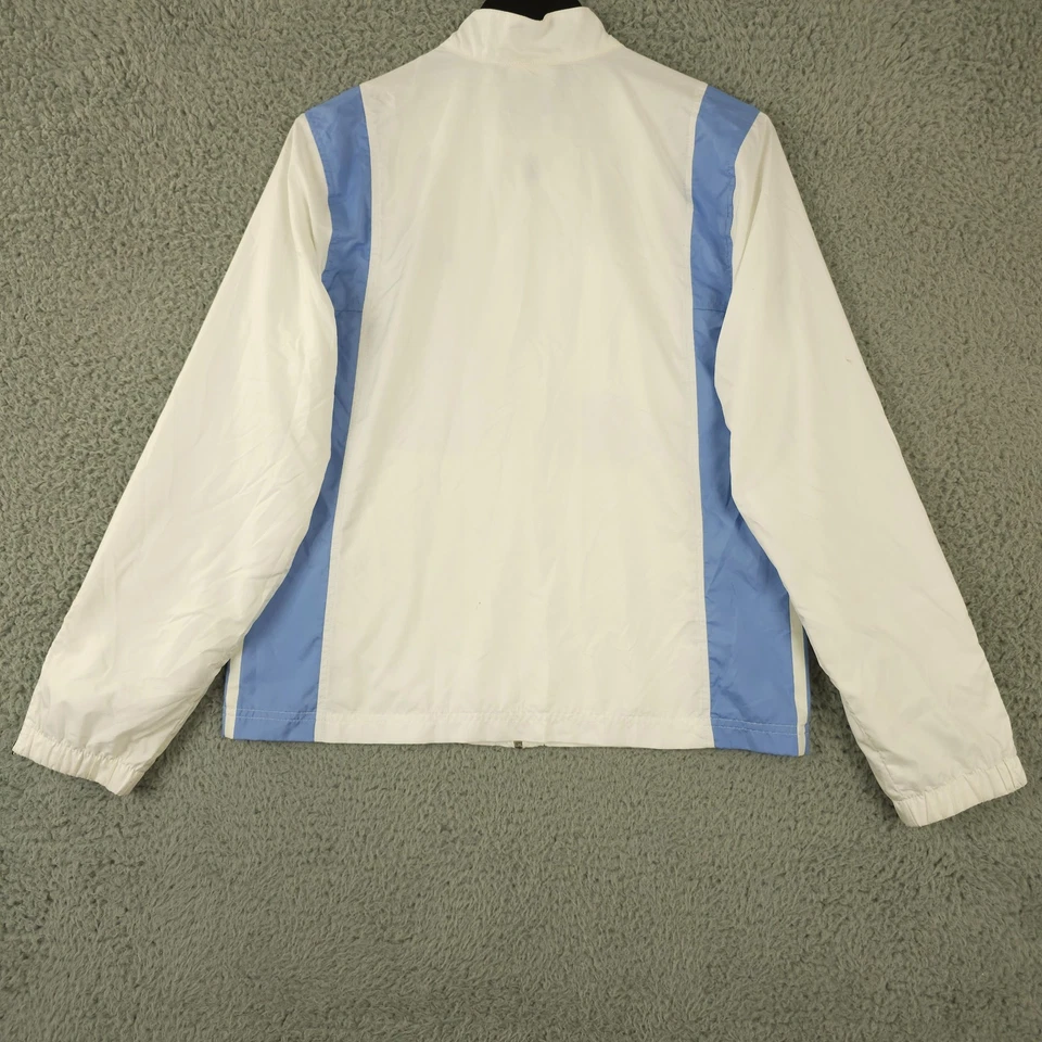 Vintage 90s Adidas Jacket Womens M Blue White Track Full Zip Mesh Lined Tennis - Image 2 of 4