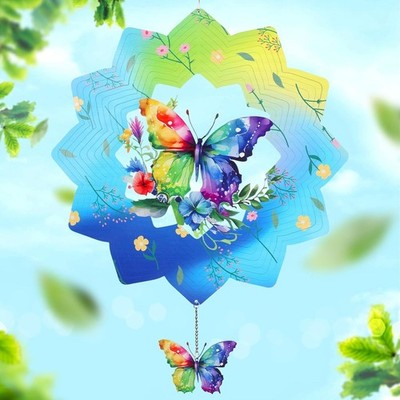 Wind Spinners Outdoor, Butterfly Metal 3D Hanging Garden Decor, 12-Inch Stainles