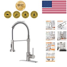 Elegant Brushed Nickel Kitchen Faucet with Pull Down Sprayer  High Arc Design