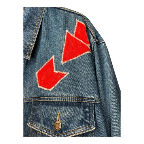 Vtg Selvedge Sanforized Men’s WRANGLER Denim Jkt Red Patch Embroidered - Picture 8 of 11