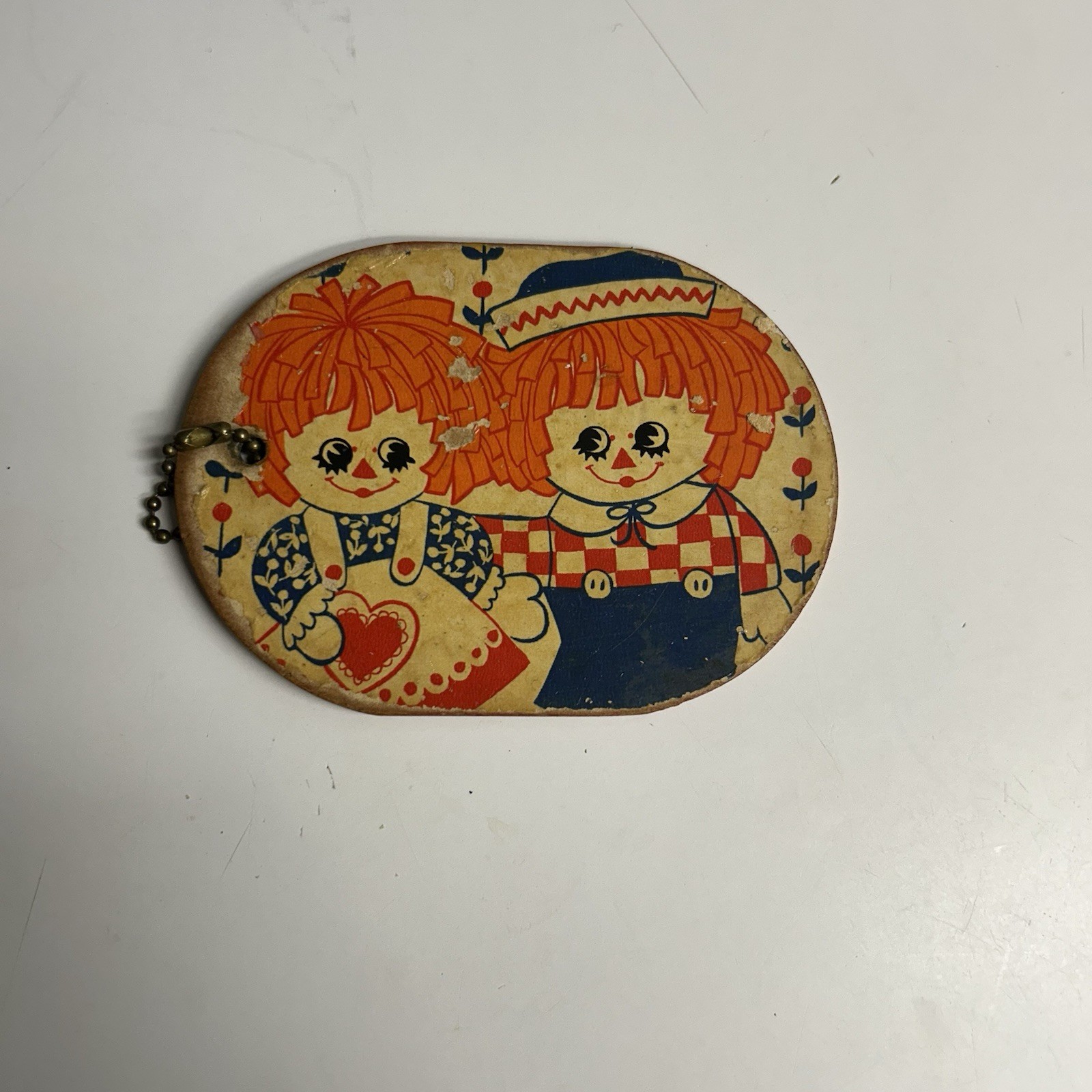 Vintage Raggedy Ann & Andy Wooden Key Chain